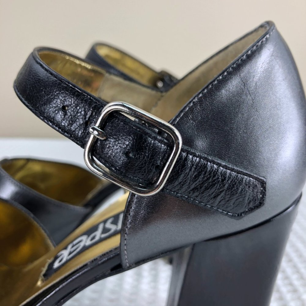 KASPER silver & black leather block heels - SZ 6.5 - Picture 9 of 10